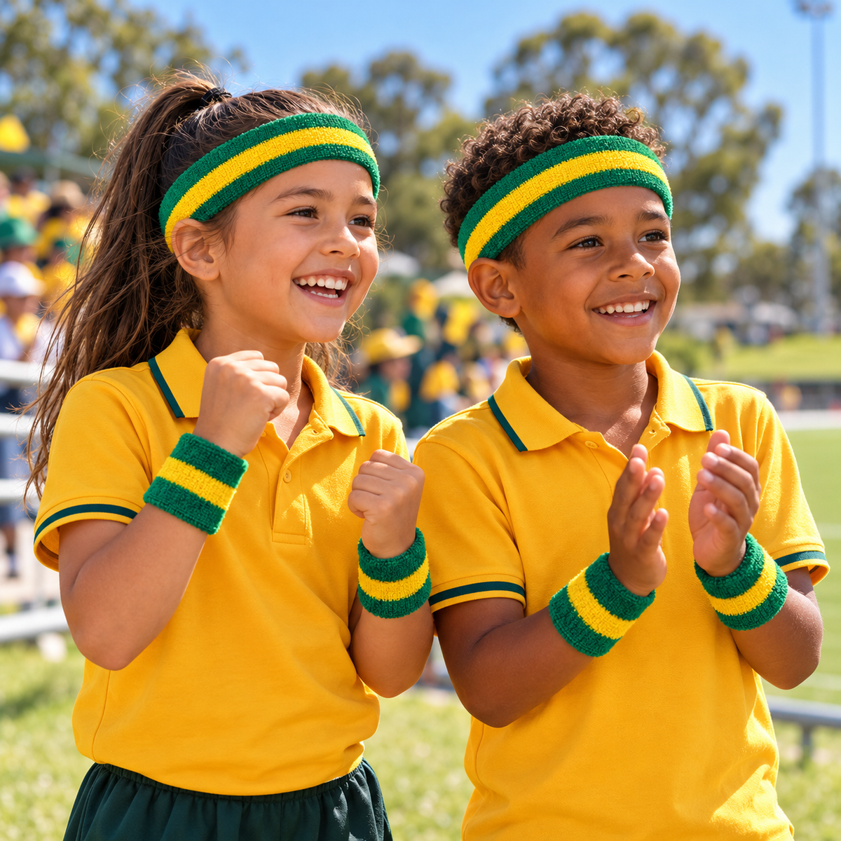 Green & Gold Sweat Band Set (3pc)