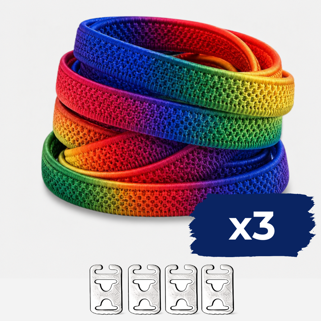 No Tie Elastic Shoelaces - Rainbow