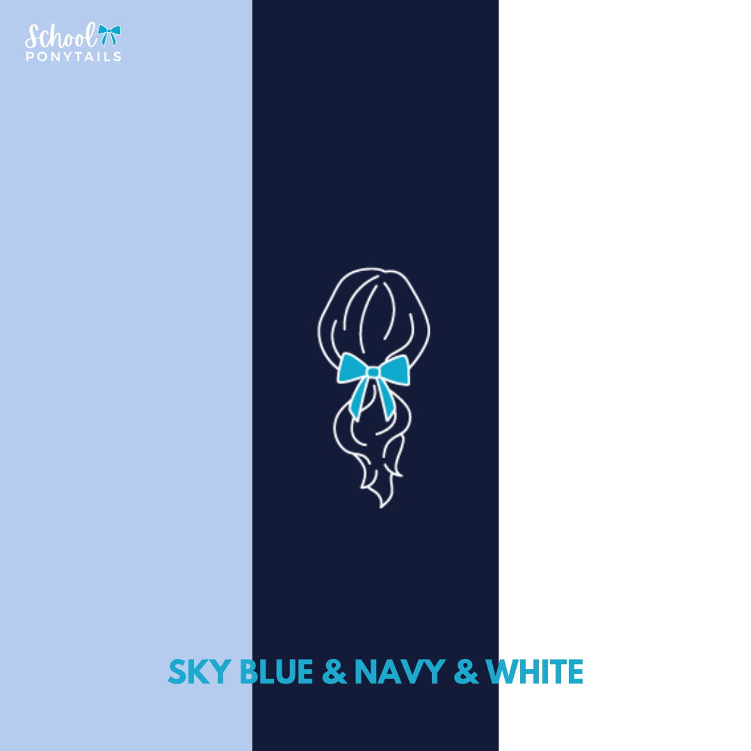 Sky Blue & Navy & White Hair Accessories - Ponytails and Fairytales