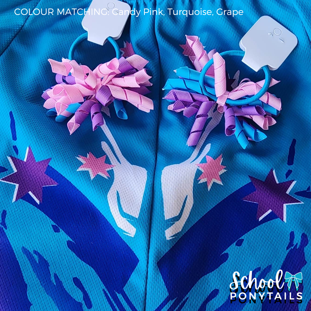 Candy Pink & Turquoise & Grape Hair Accessories - Ponytails and Fairytales