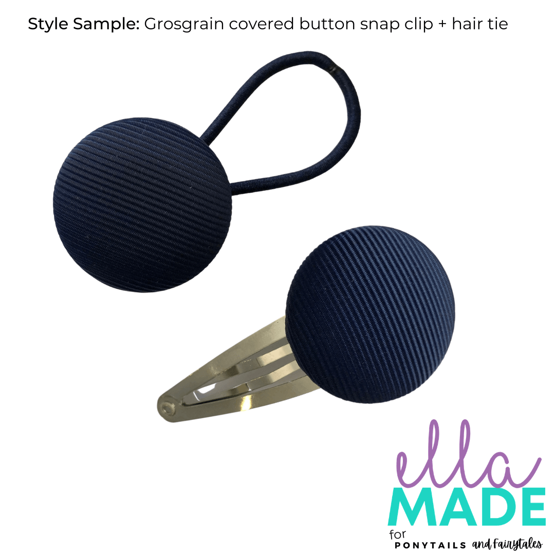Covered Buttons: Solid Colours - Royal Blue Hair clips Ella Made Set - Snap Clip + Hair Tie / Royal Blue