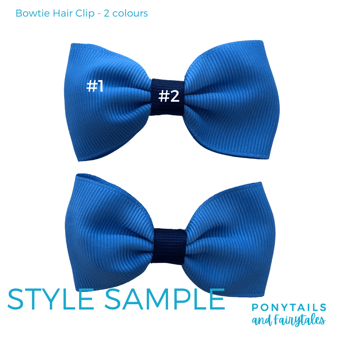 Custom Colours: Choose Your Own (2) Assorted Hair Accessories School Ponytails - Colours Bowtie Hair Clip (2pc)