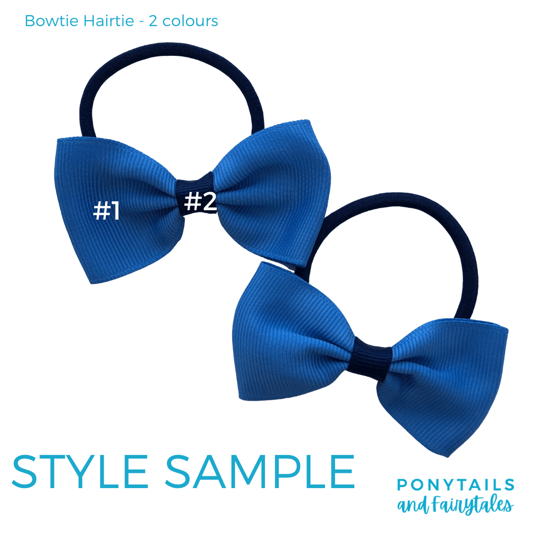 Custom Colours: Choose Your Own (2) Assorted Hair Accessories School Ponytails - Colours Bowtie Hair Tie (2pc)