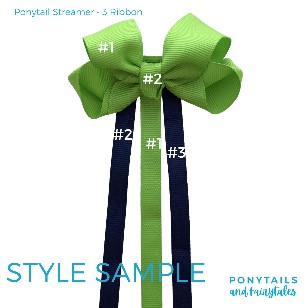 Custom Colours: Choose Your Own (2) Assorted Hair Accessories School Ponytails - Colours Ponytail Streamer
