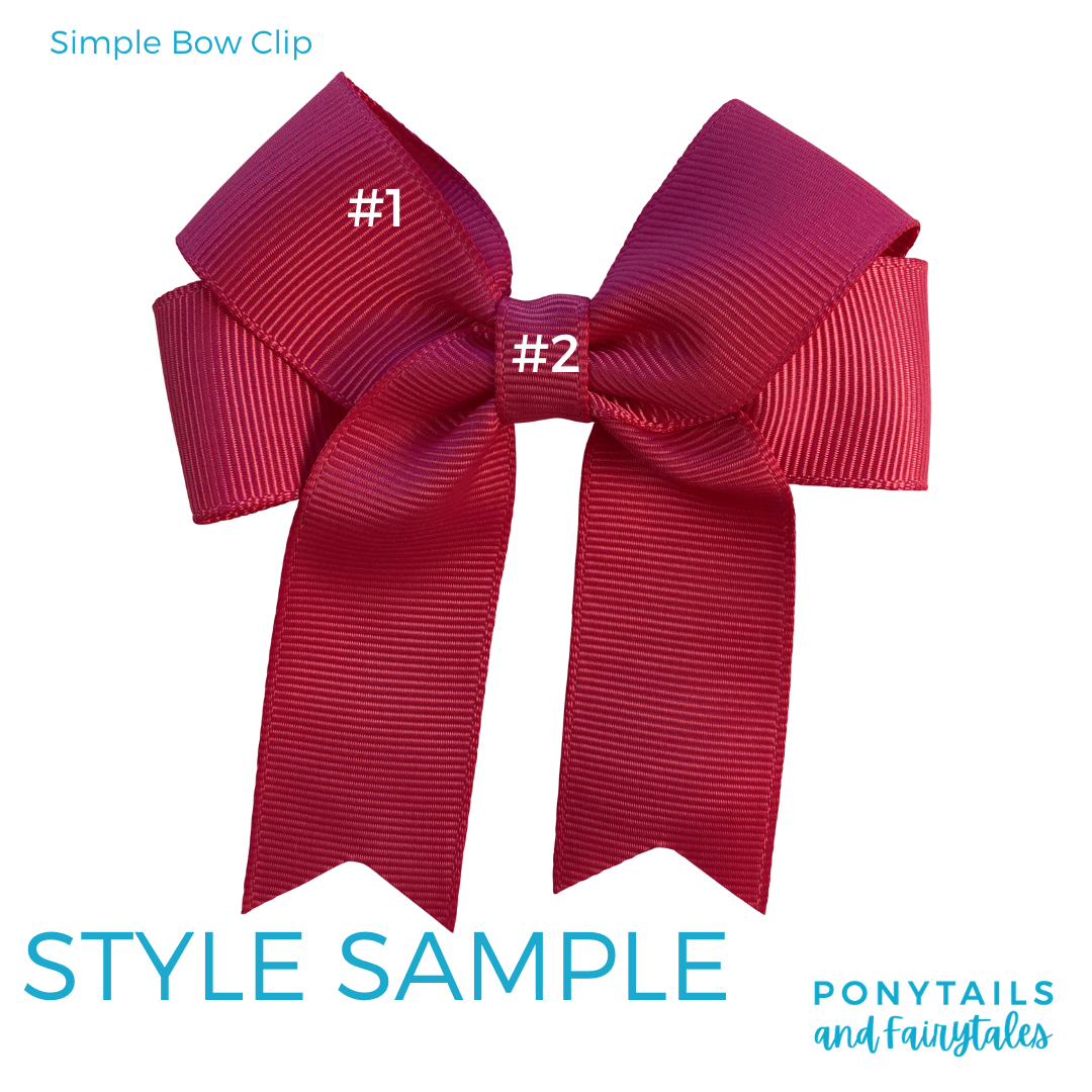 Custom Colours: Choose Your Own (2) Assorted Hair Accessories School Ponytails - Colours Simple Bow (Clip)