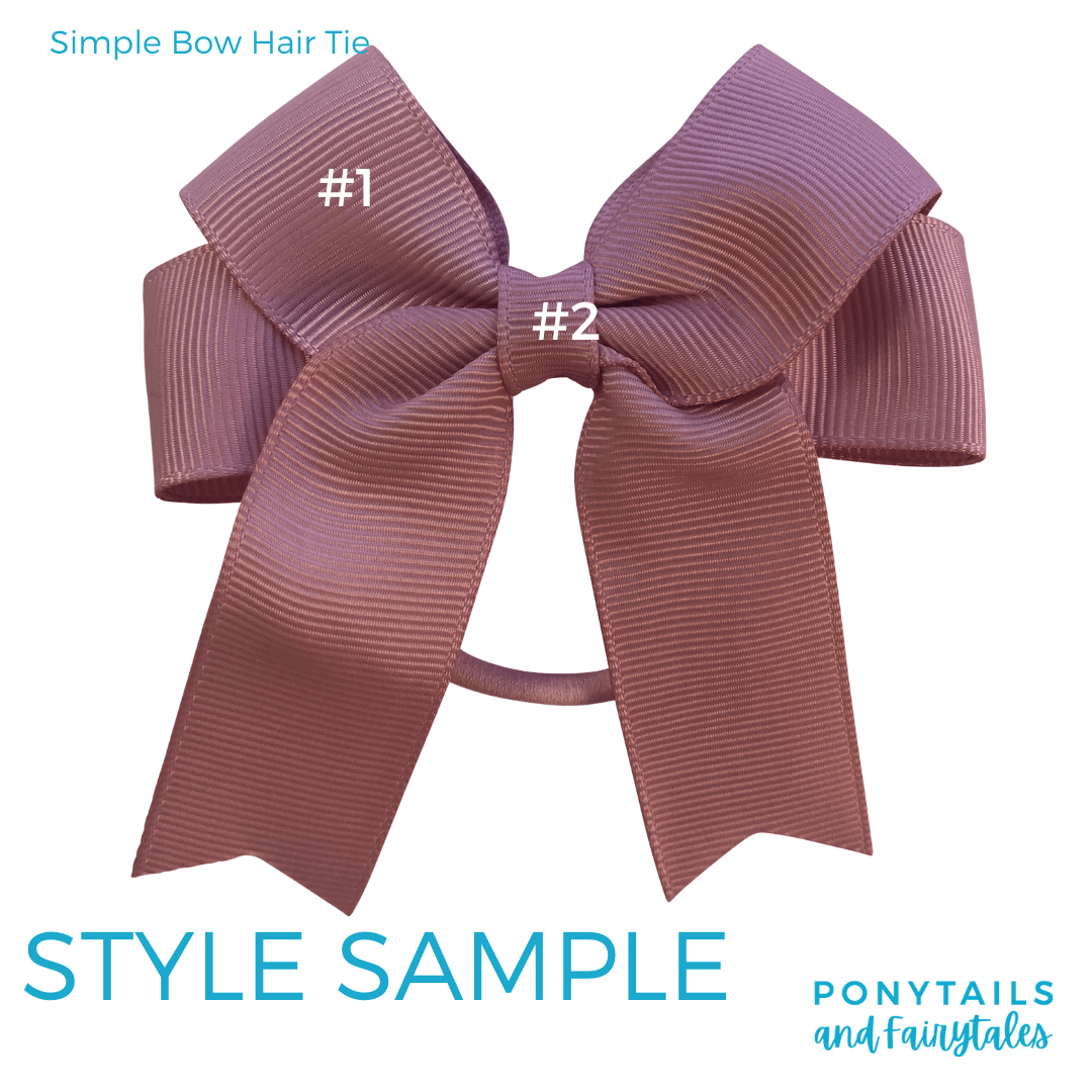 Custom Colours: Choose Your Own (2) Assorted Hair Accessories School Ponytails - Colours Simple Bow (tie)