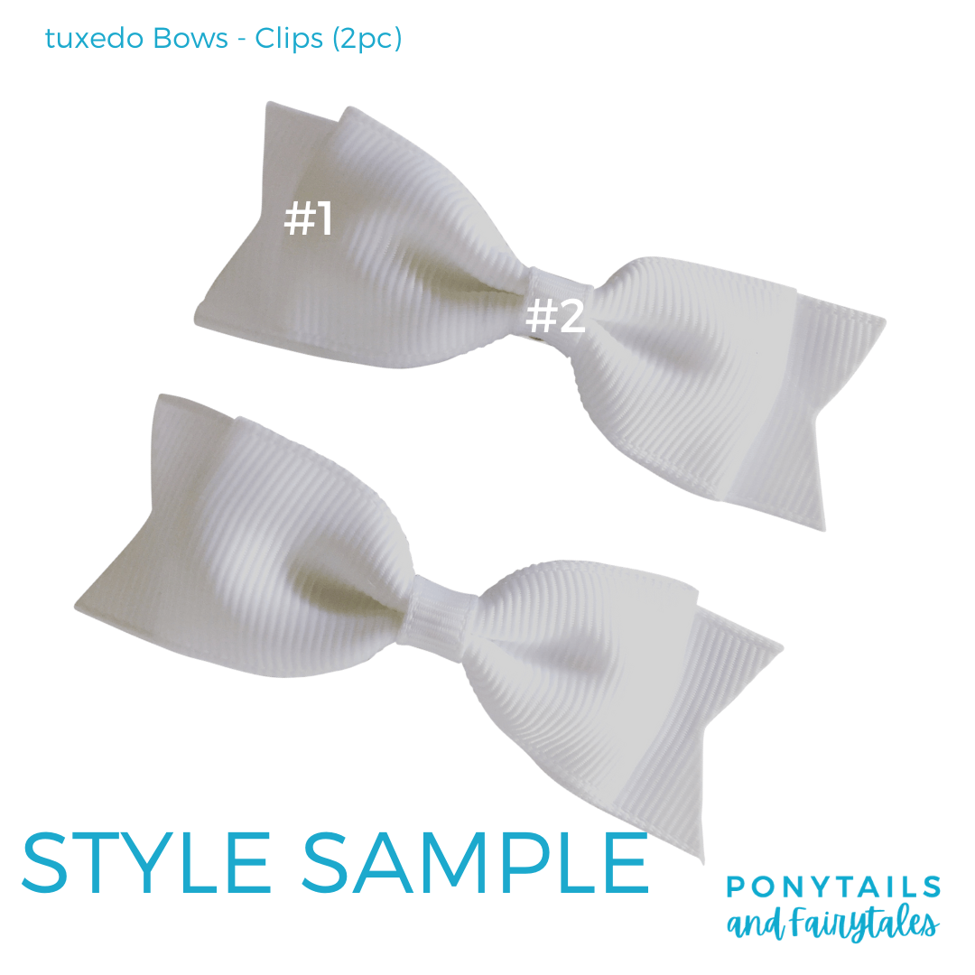 Custom Colours: Choose Your Own (2) Assorted Hair Accessories School Ponytails - Colours Tuxedo Clips (2pc)