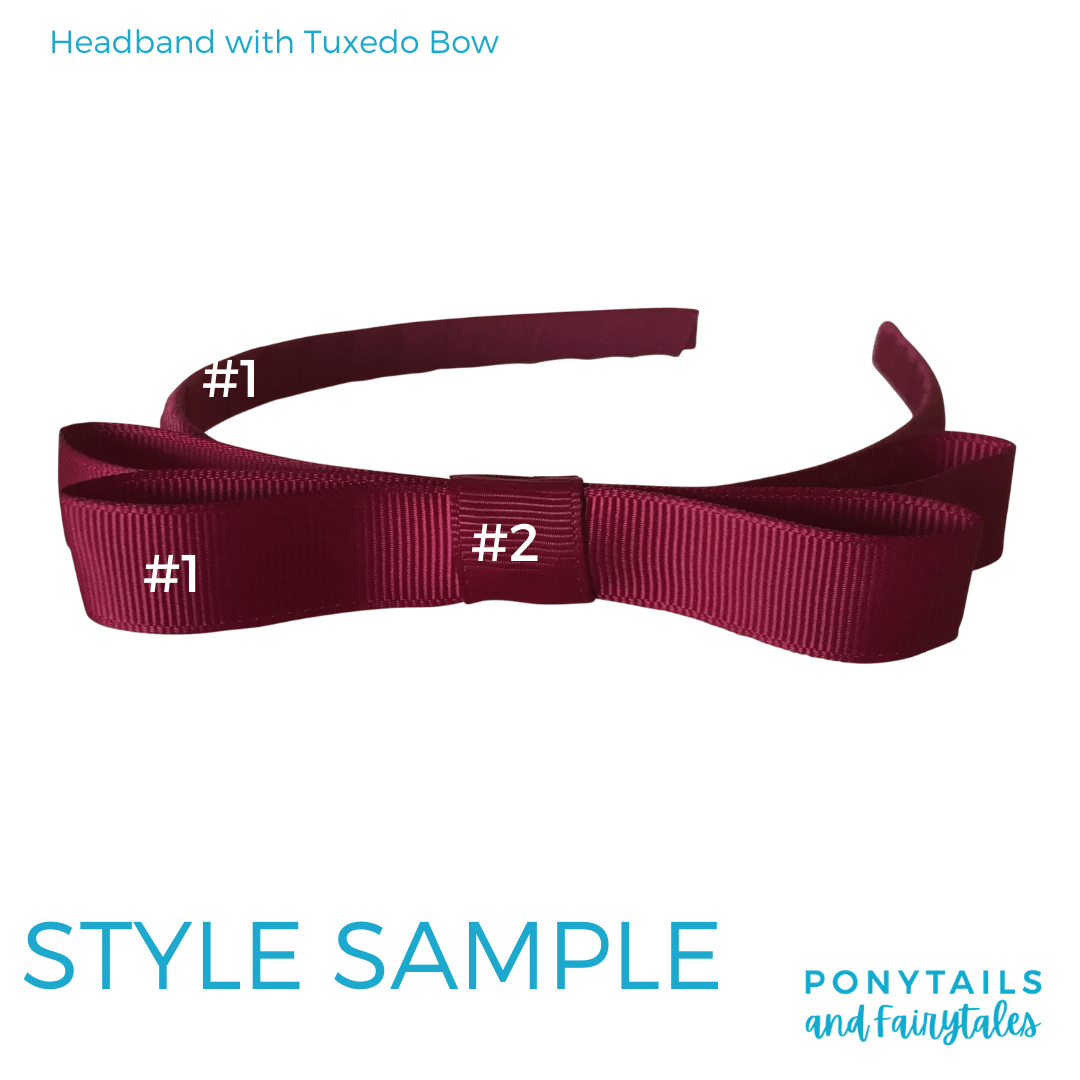 Custom Colours: Choose Your Own (2) Assorted Hair Accessories School Ponytails - Colours Tuxedo Headband