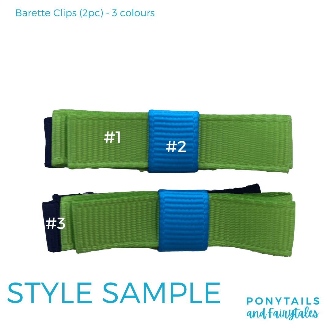 Custom Colours: Choose Your Own (3) Assorted Hair Accessories School Ponytails - Colours Barette (2pc)