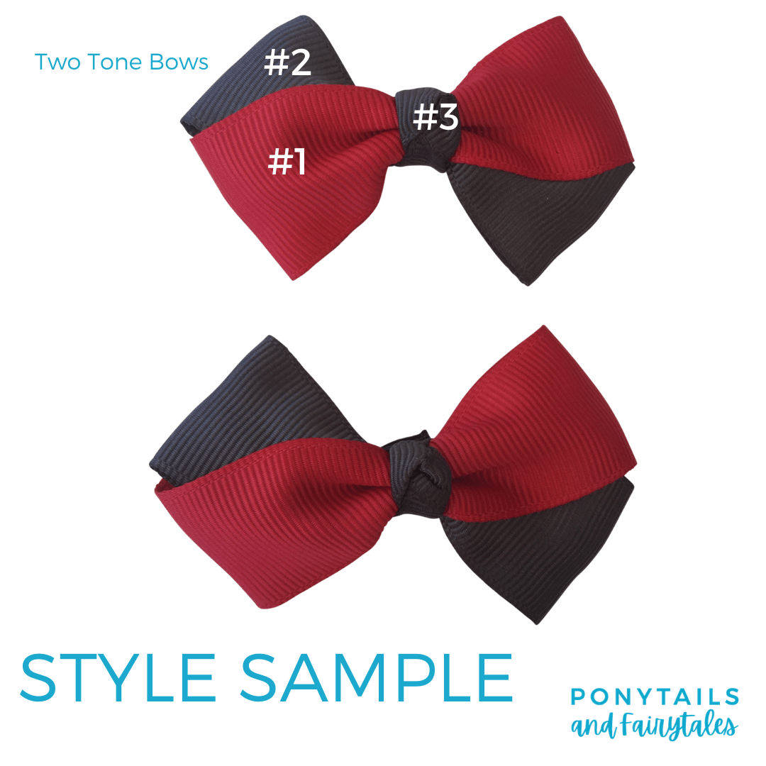 Custom Colours: Choose Your Own (3) Assorted Hair Accessories School Ponytails - Colours Bowtique Bow - 2pc (clip)