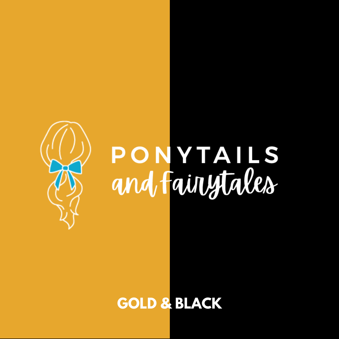 Ponytail Streamer Hair clips School Ponytails Gold & Black