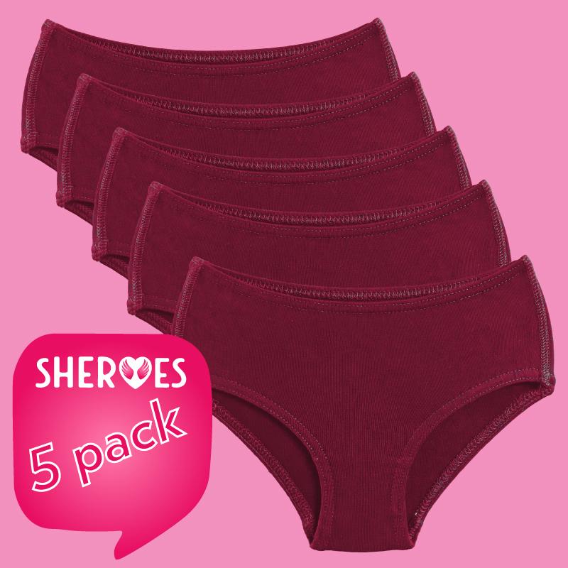 sHEROes School Underwear - Burgundy / Maroon School Underwear sHEROes 5 5 pairs