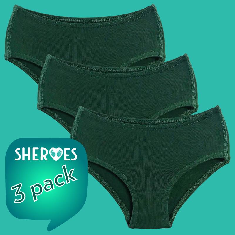 sHEROes School Underwear - Dark Green / Bottle Green School Underwear sHEROes 5 3 pairs