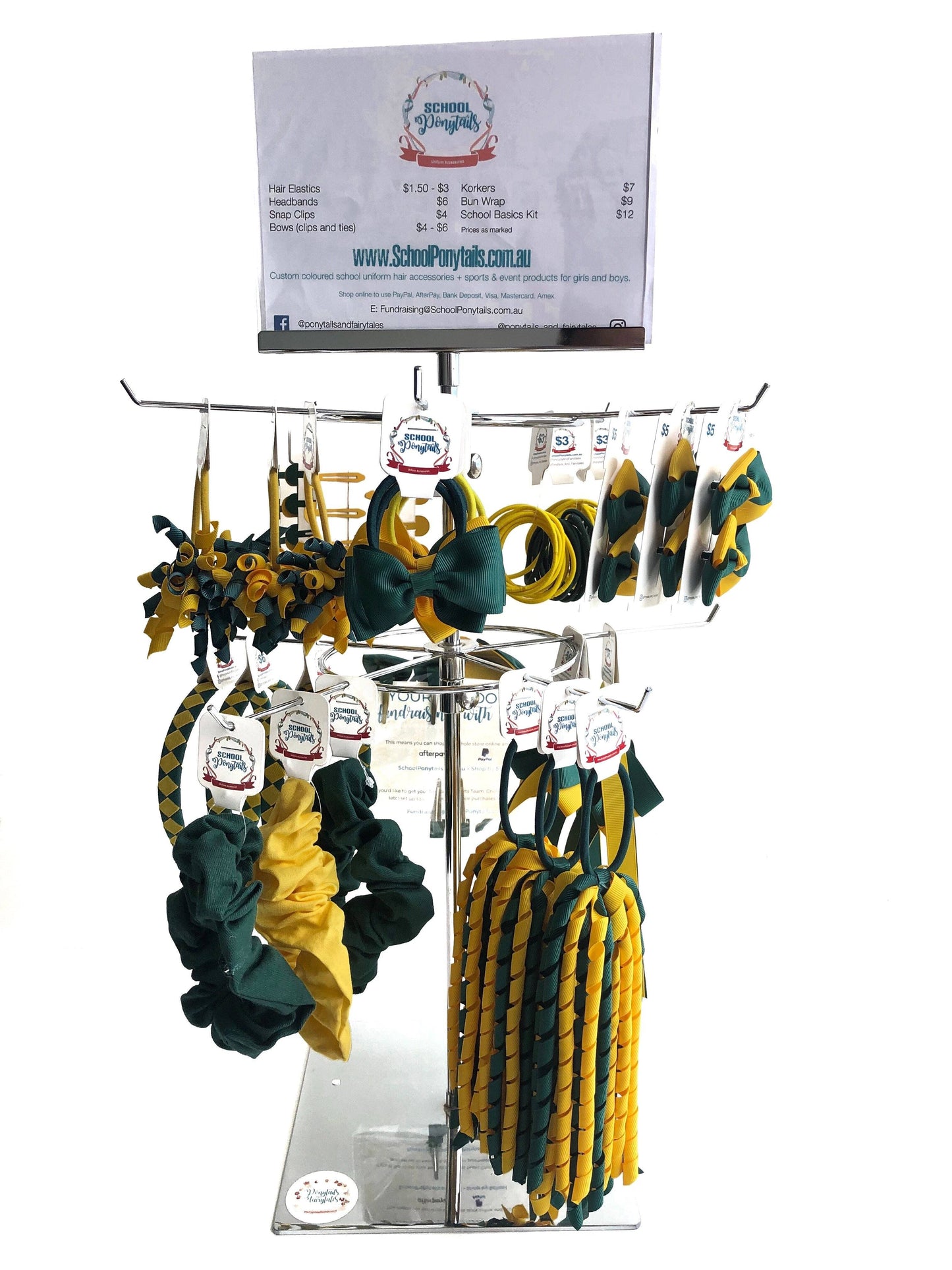 Stockist Counter Display: Top Sellers Spinner - Spinner Display - School Uniform Hair Accessories - Ponytails and Fairytales
