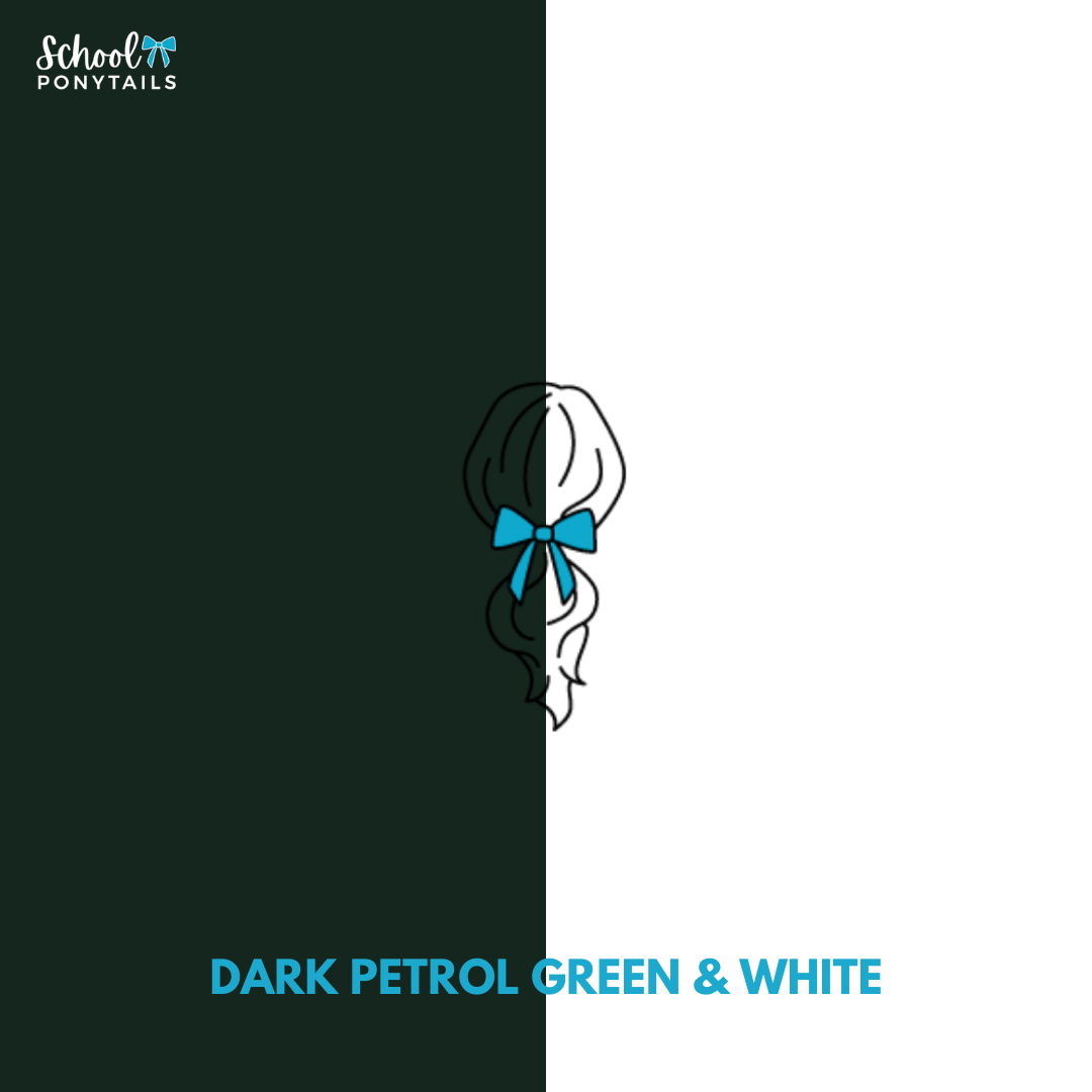 Dark Petrol Green & White Hair Accessories - Ponytails and Fairytales