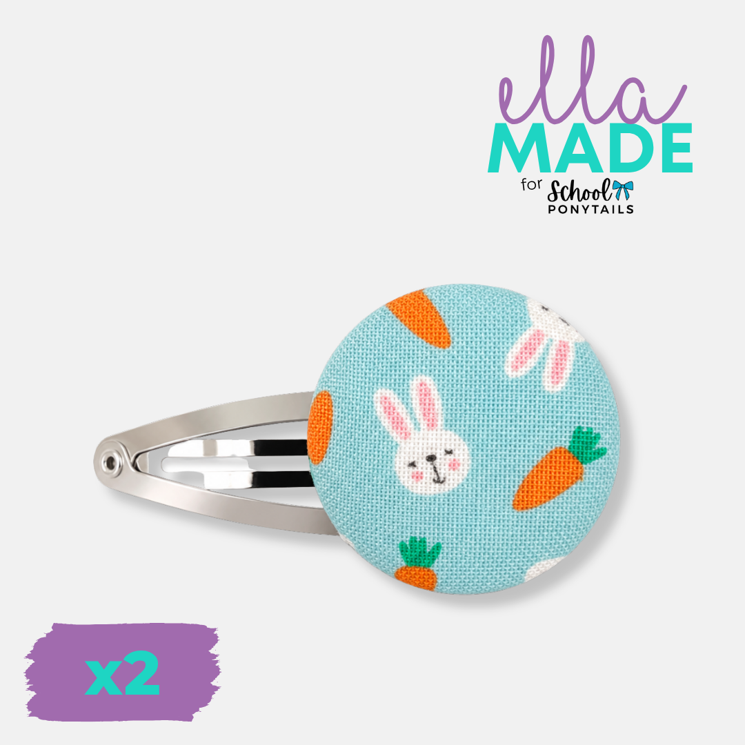 Limited Edition: Easter Bunny (Blue) Covered Buttons - Ponytails and Fairytales