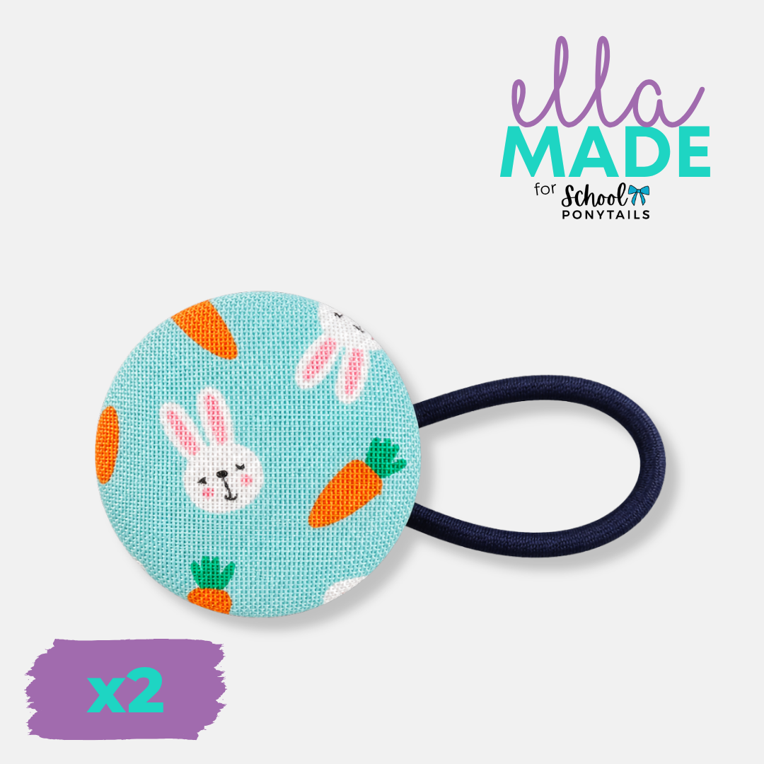 Limited Edition: Easter Bunny (Blue) Covered Buttons - Ponytails and Fairytales