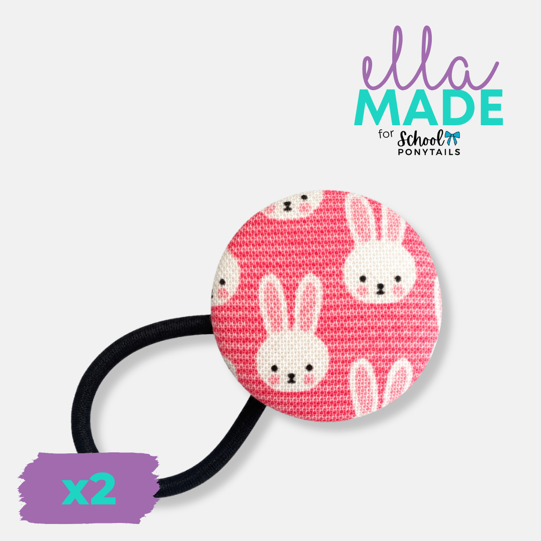 Limited Edition: Easter Bunny (Pink) Covered Buttons - Ponytails and Fairytales
