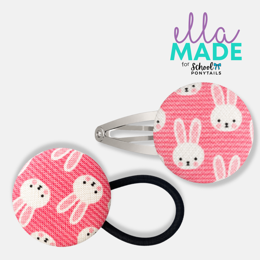 Limited Edition: Easter Bunny (Pink) Covered Buttons - Ponytails and Fairytales
