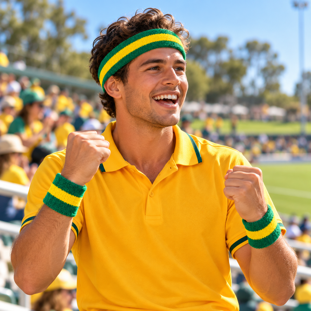 Green & Gold Sweat Band Set (3pc)