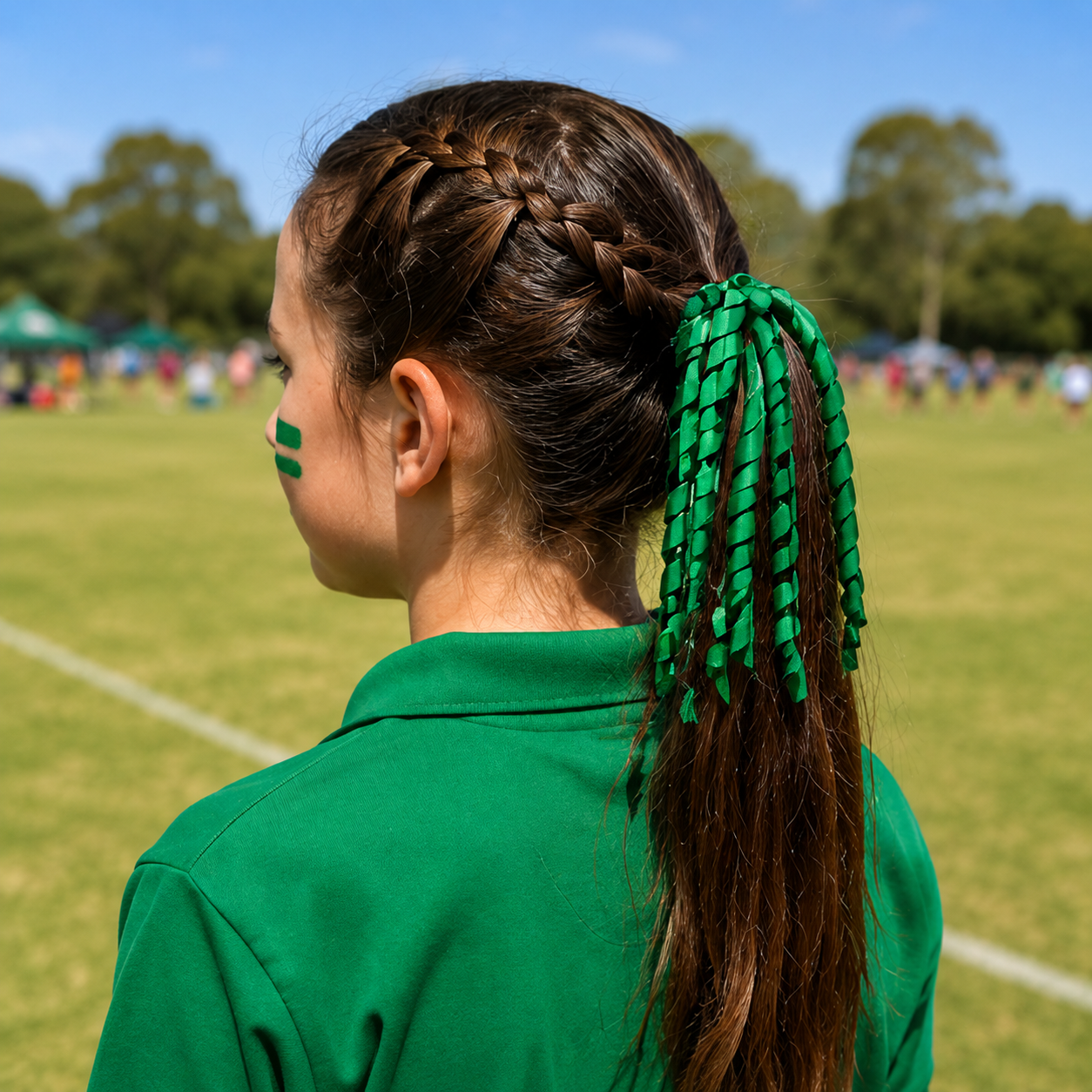 Green Curly Korker Ribbon Hair Tie - Ponytails and Fairytales
