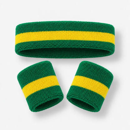 Green & Gold Sweat Band Set (3pc)