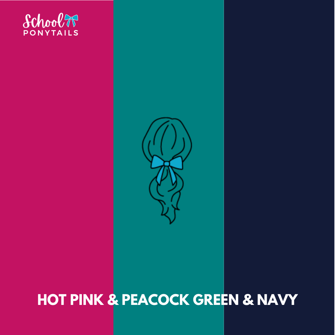 Hot Pink & Peacock Green & Navy Hair Accessories