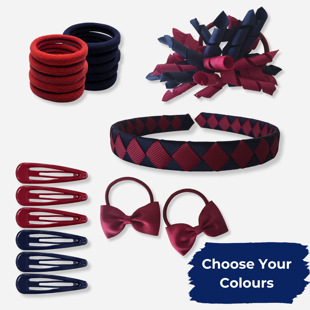 Burgundy & Sky Blue Hair Accessories