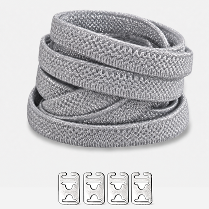 No Tie Elastic Shoelaces - Metallic Silver
