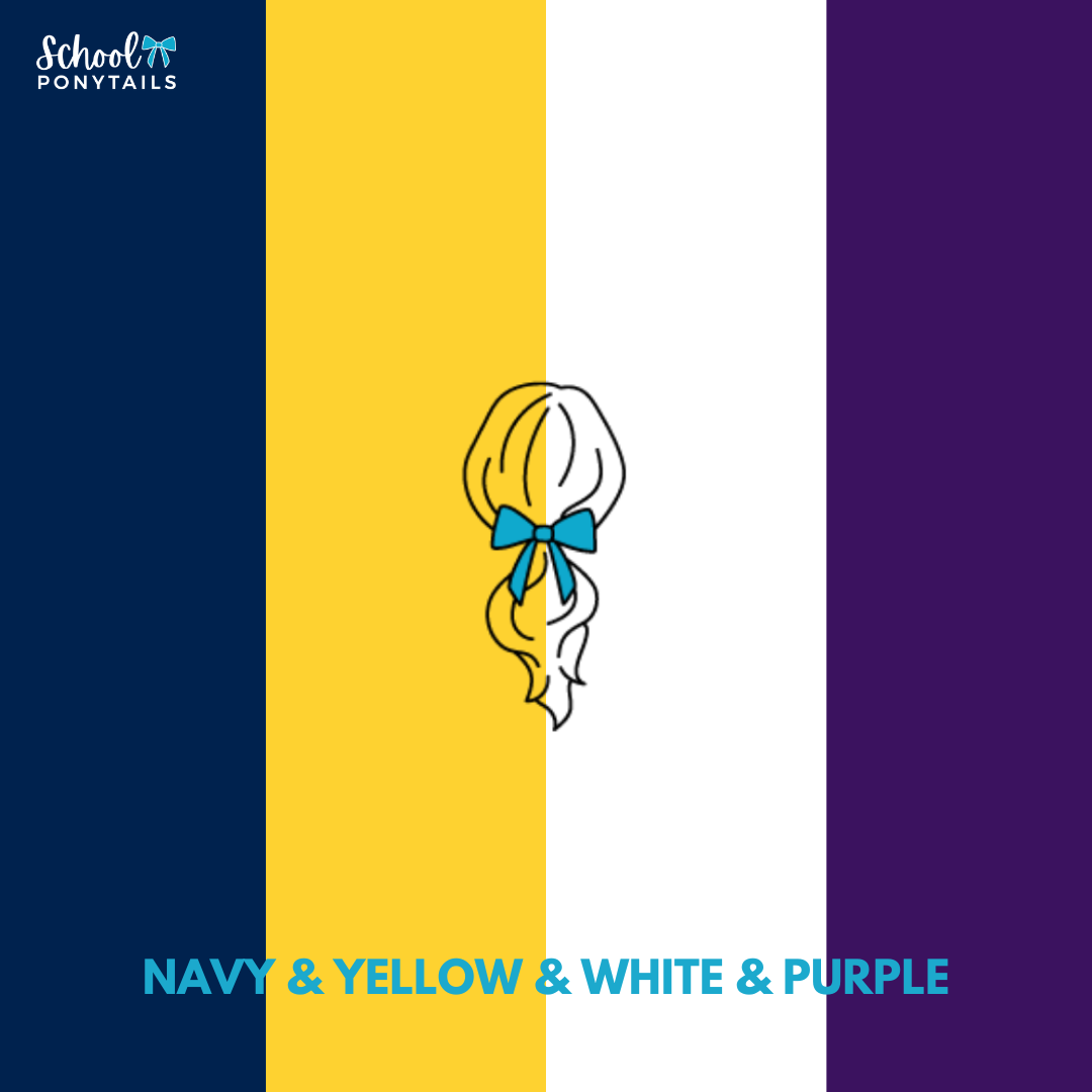 Purple & Navy & White & Yellow Hair Accessories