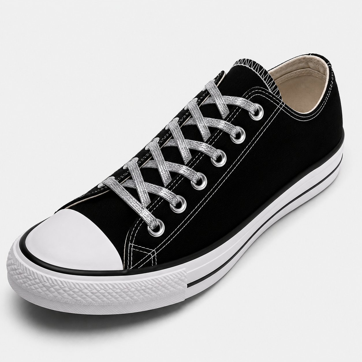 No Tie Elastic Shoelaces - Metallic Silver