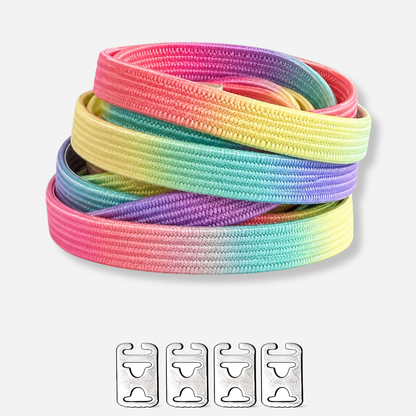No Tie Elastic Shoelaces - Pastel Rainbow