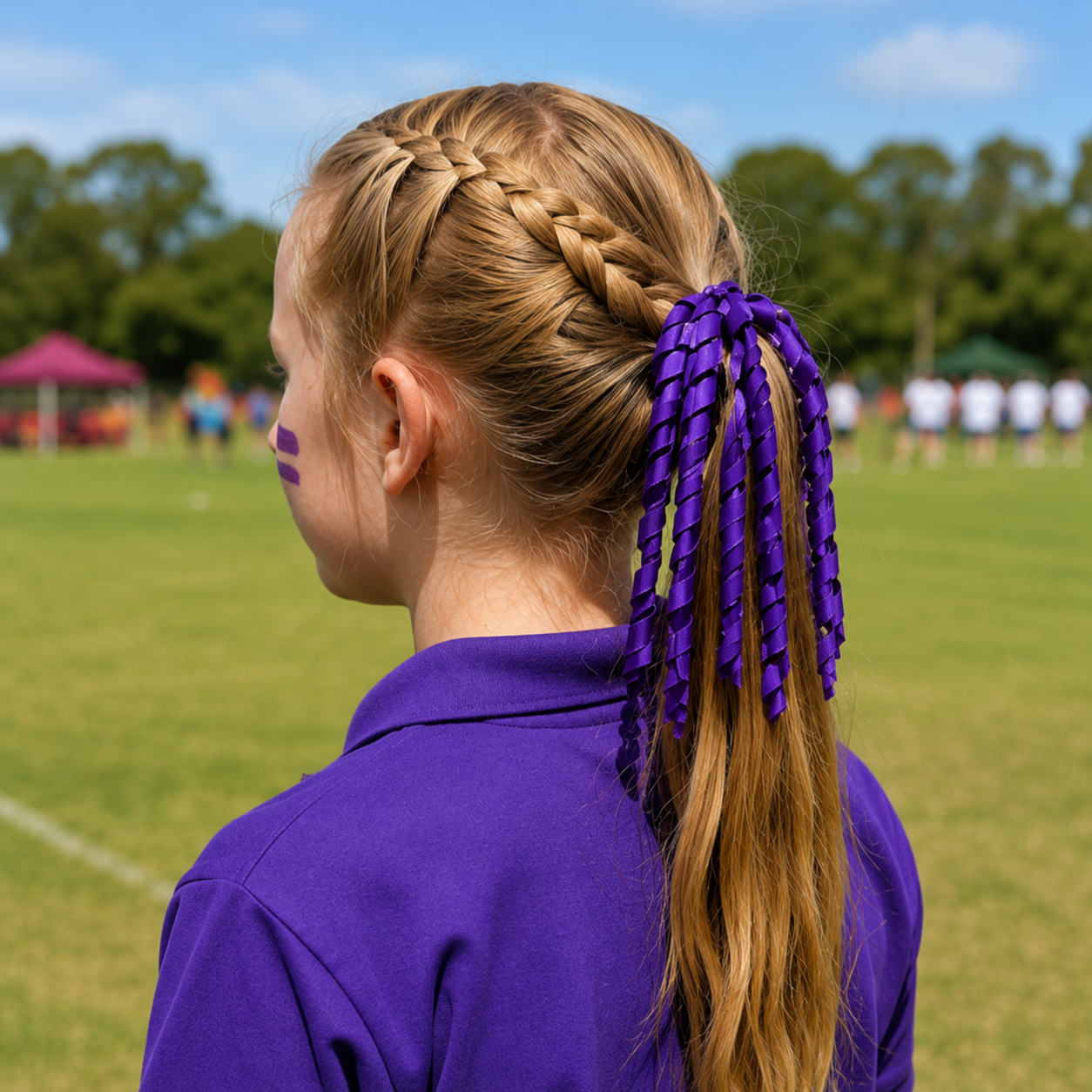 Purple Curly Korker Ribbon Hair Tie