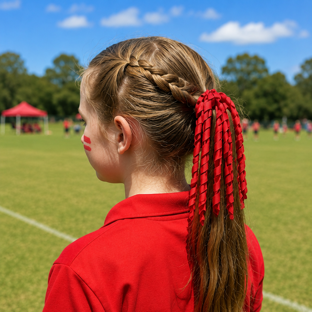 Red Curly Korker Ribbon Hair Tie - Ponytails and Fairytales