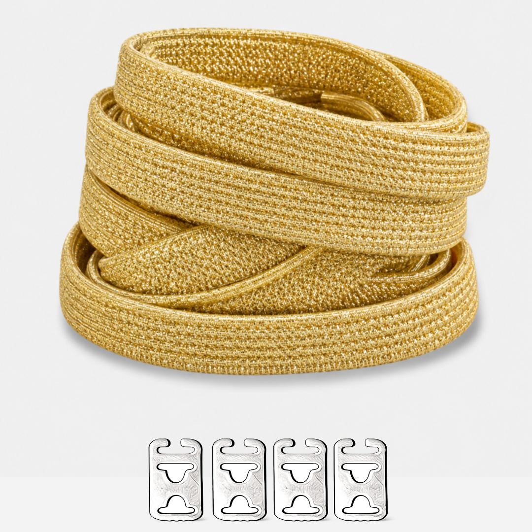 No Tie Elastic Shoelaces - Shiny Gold