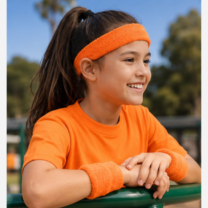 Orange Sweat Band Set (3pc) - Ponytails and Fairytales