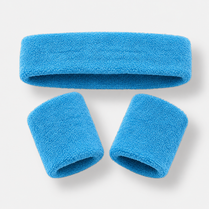 Blue Sweat Band Set (3pc) - Ponytails and Fairytales