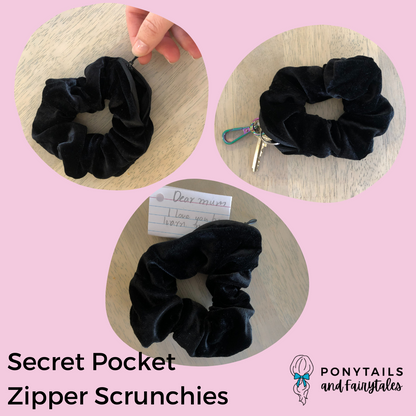 Secret Pocket Zipper Scrunchie - Shiny Rainbow